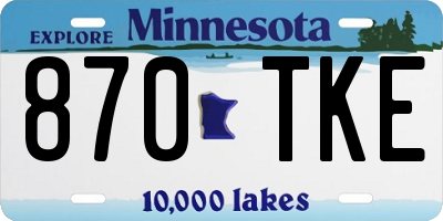 MN license plate 870TKE