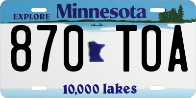MN license plate 870TOA