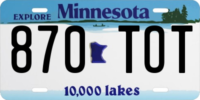 MN license plate 870TOT