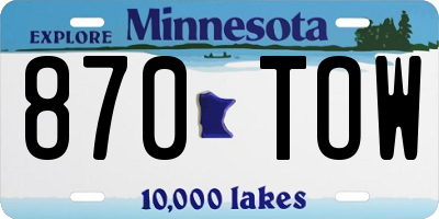 MN license plate 870TOW