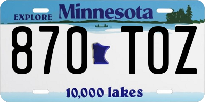 MN license plate 870TOZ