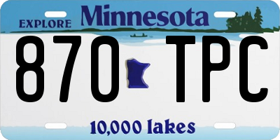 MN license plate 870TPC
