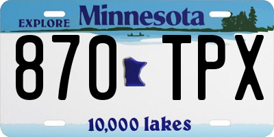 MN license plate 870TPX