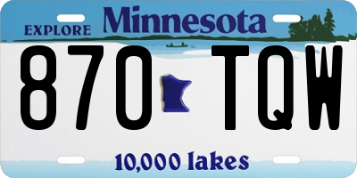 MN license plate 870TQW
