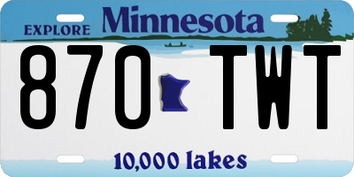 MN license plate 870TWT