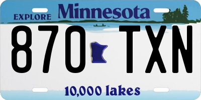 MN license plate 870TXN