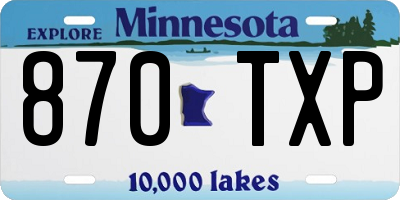 MN license plate 870TXP