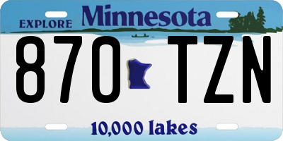 MN license plate 870TZN