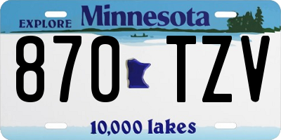 MN license plate 870TZV