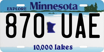 MN license plate 870UAE