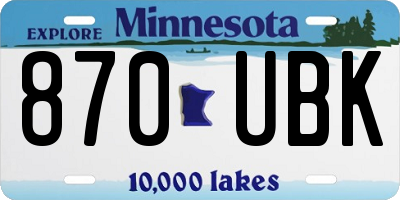 MN license plate 870UBK