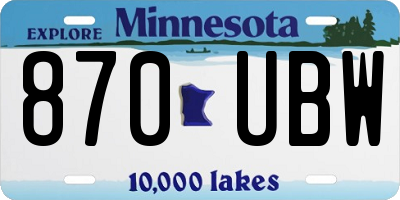 MN license plate 870UBW