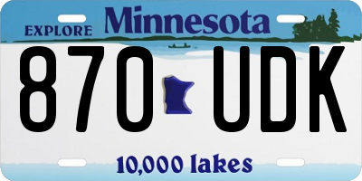 MN license plate 870UDK