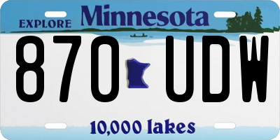 MN license plate 870UDW