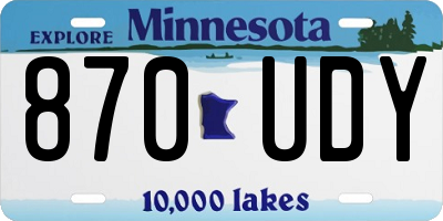 MN license plate 870UDY