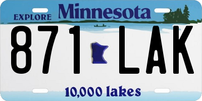 MN license plate 871LAK