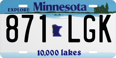 MN license plate 871LGK