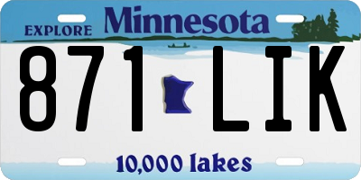 MN license plate 871LIK