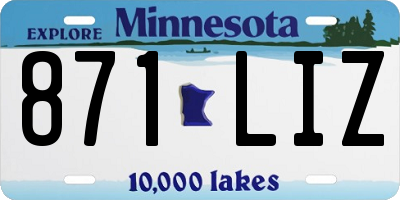 MN license plate 871LIZ