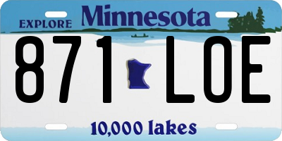 MN license plate 871LOE