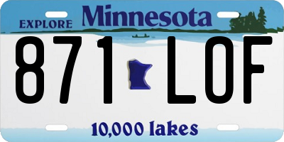 MN license plate 871LOF