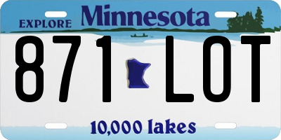 MN license plate 871LOT