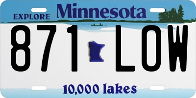 MN license plate 871LOW