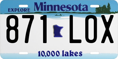 MN license plate 871LOX