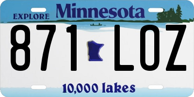 MN license plate 871LOZ