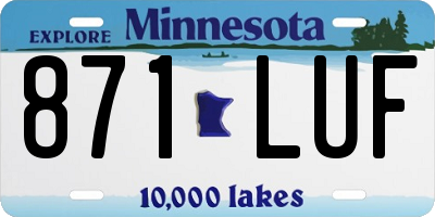 MN license plate 871LUF