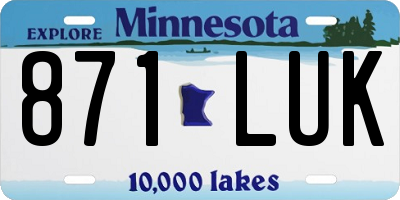 MN license plate 871LUK