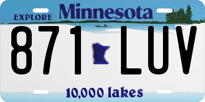 MN license plate 871LUV