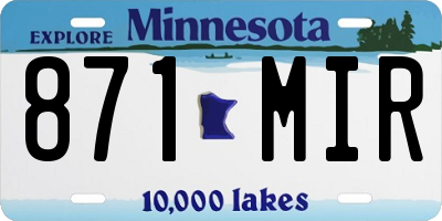 MN license plate 871MIR