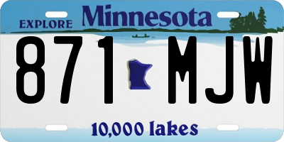 MN license plate 871MJW