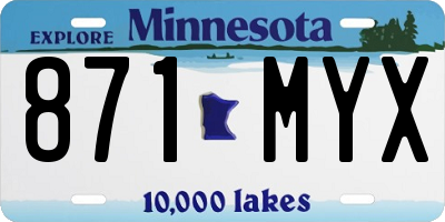 MN license plate 871MYX