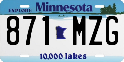 MN license plate 871MZG