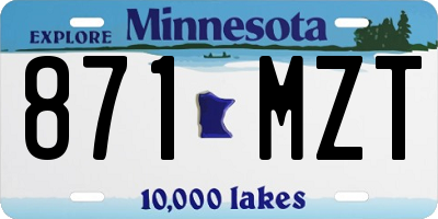 MN license plate 871MZT
