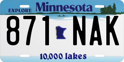 MN license plate 871NAK