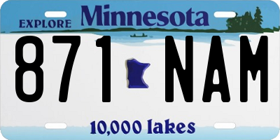 MN license plate 871NAM