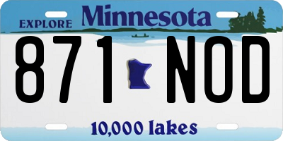 MN license plate 871NOD