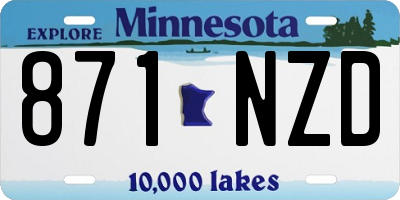 MN license plate 871NZD
