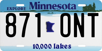 MN license plate 871ONT