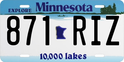 MN license plate 871RIZ