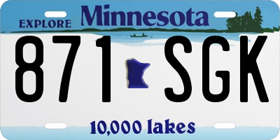 MN license plate 871SGK
