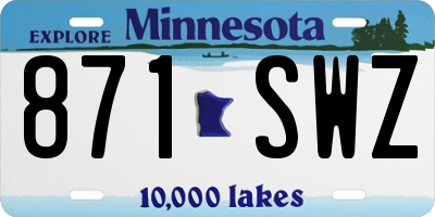 MN license plate 871SWZ