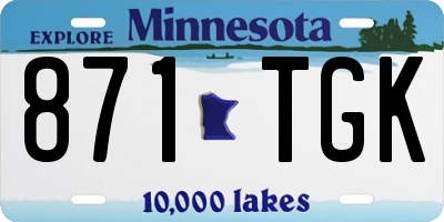 MN license plate 871TGK