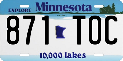 MN license plate 871TOC