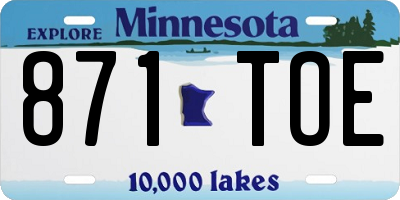 MN license plate 871TOE