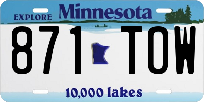 MN license plate 871TOW