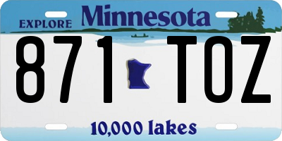 MN license plate 871TOZ